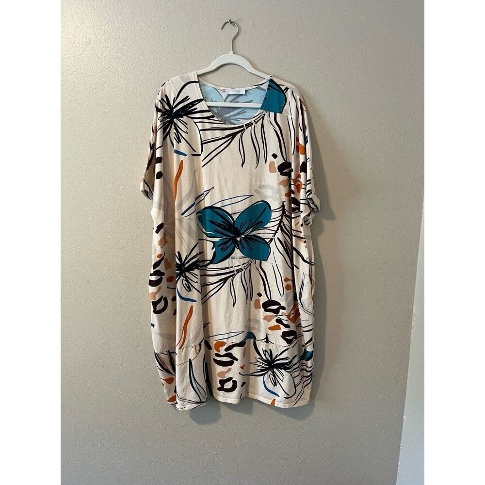 Noen Art To Wear‎ Tunic Top Dress Abstract Art Teacher Pockets Boho Floral Ss 20